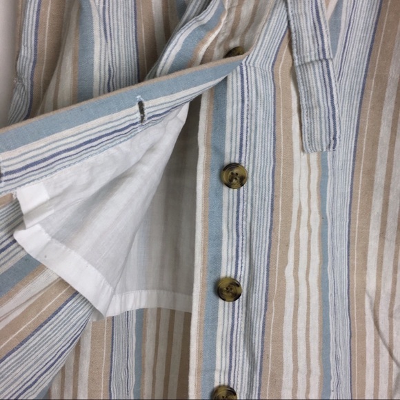 DASH Linen Blend Skirt Stripe Print Button Tie Waist Minimalist Modest Small - Picture 5 of 8